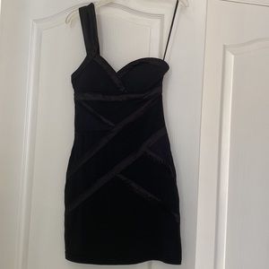 Silence + Noise asymmetric black mini dress